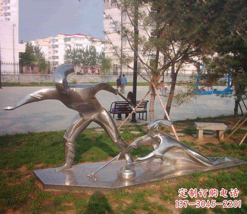 潍坊不锈钢创意冰壶比赛雕塑