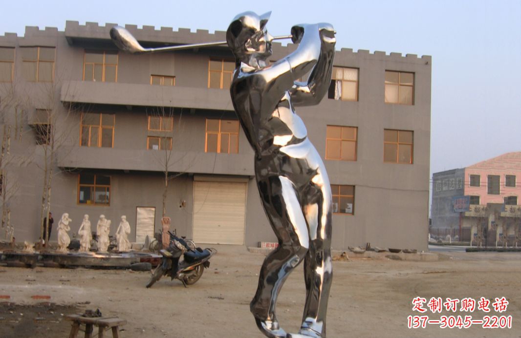 潍坊不锈钢打高尔夫球广场雕塑