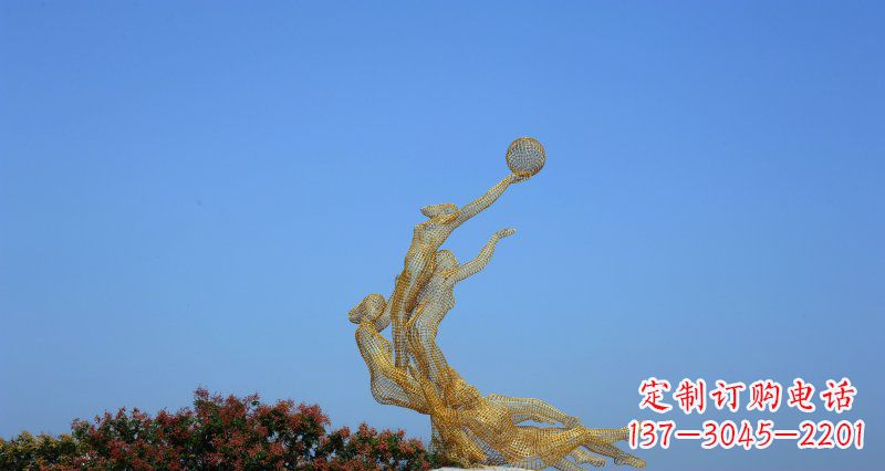 潍坊不锈钢打篮球的女孩公园景观雕塑