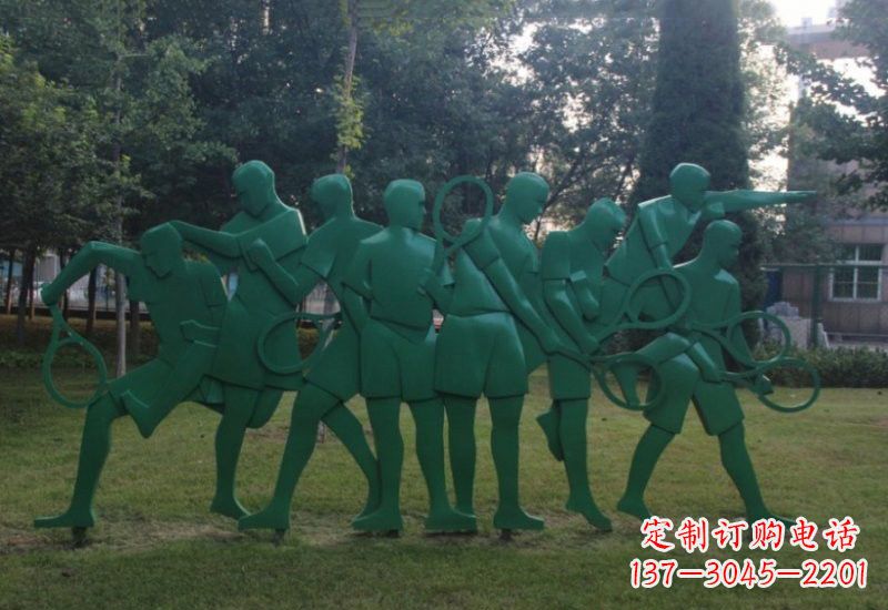 潍坊不锈钢打羽毛球人物雕塑