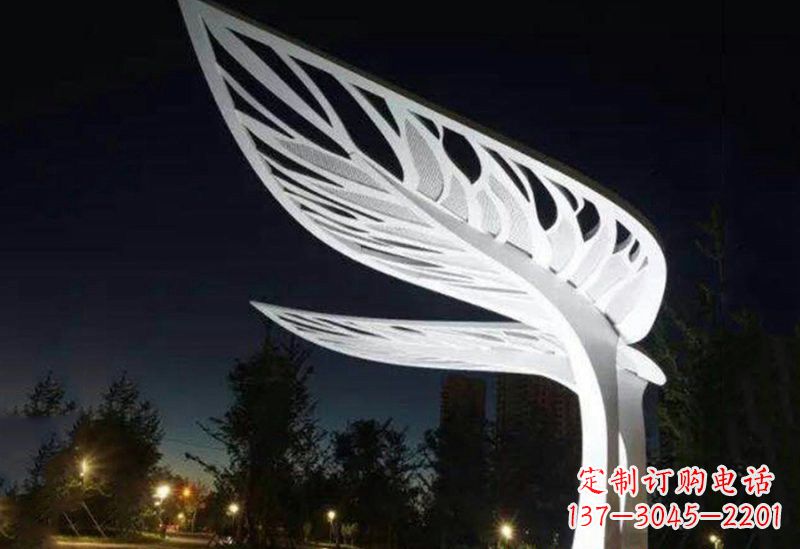 潍坊不锈钢大型抽象树叶雕塑