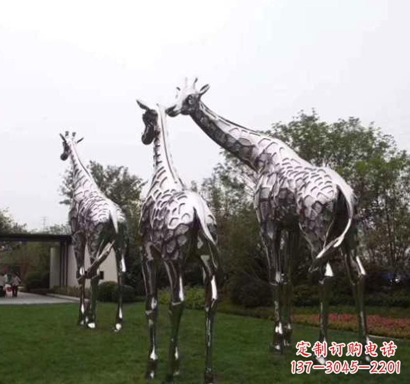 潍坊精美的不锈钢大型长颈鹿雕塑