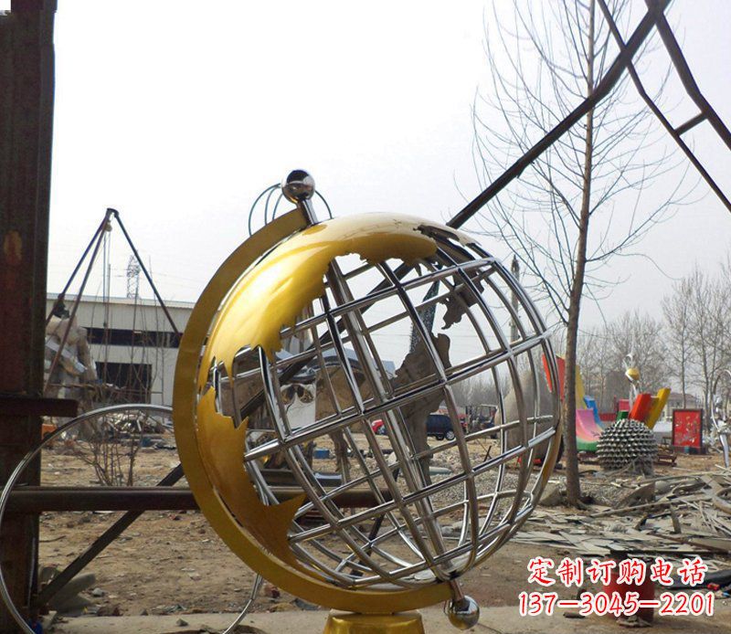 潍坊不锈钢地球仪雕塑象征着美好未来
