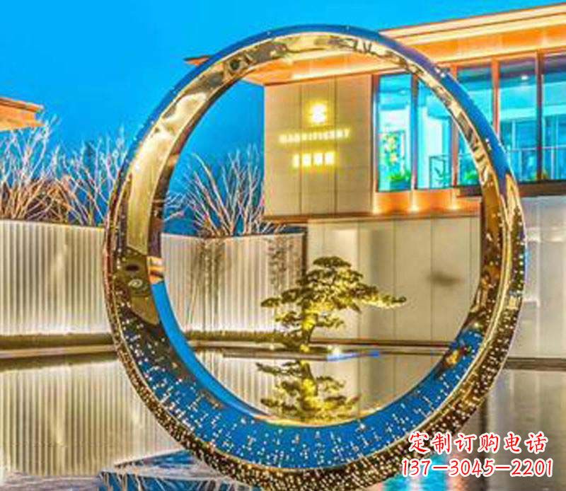 潍坊精美不锈钢灯饰圆环雕塑