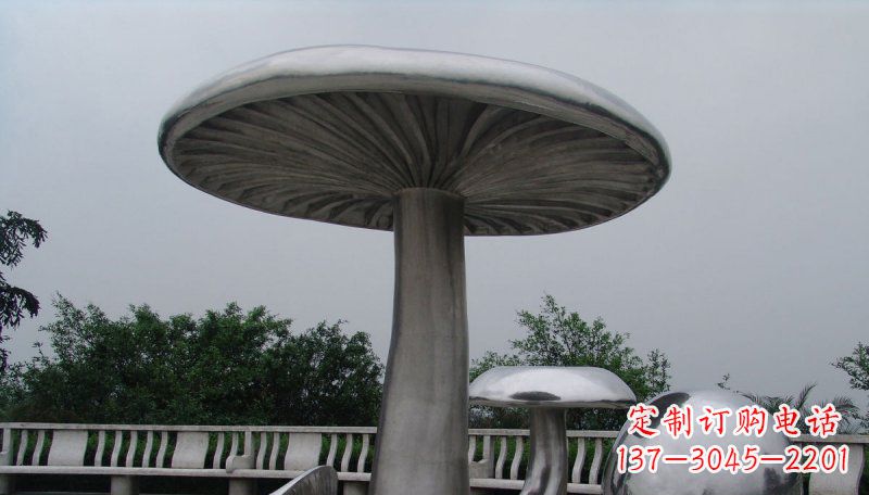 潍坊不锈钢仿真蘑菇凉亭公园景观雕塑