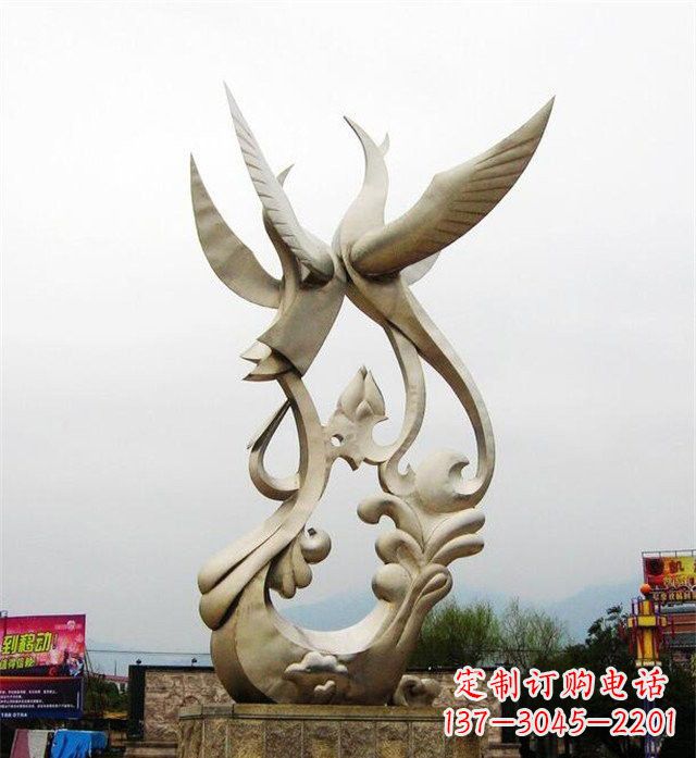 潍坊不锈钢凤凰雕塑传承古代美学