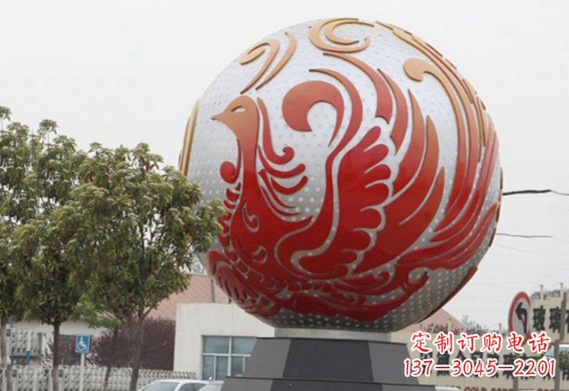 潍坊不锈钢凤凰浮雕圆球雕塑精美雕塑把艺术带到生活中