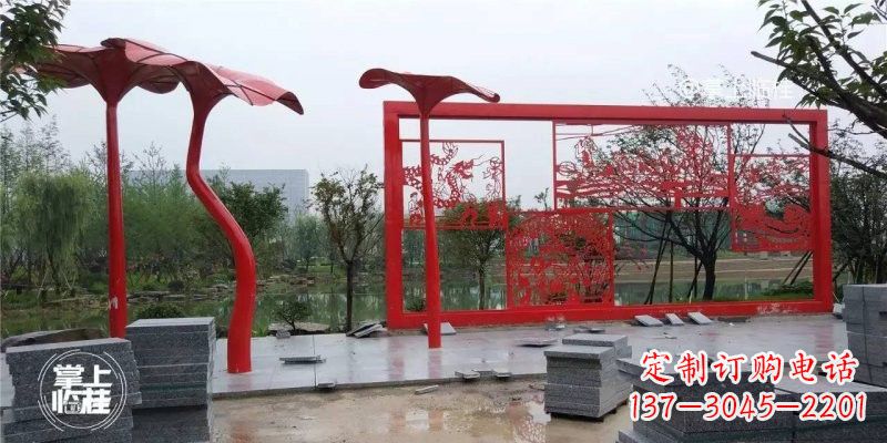 潍坊不锈钢公园剪纸龙凤雕塑