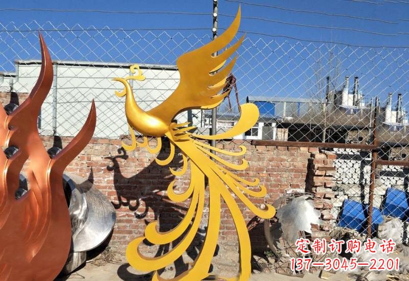 潍坊不锈钢公园金色凤凰雕塑