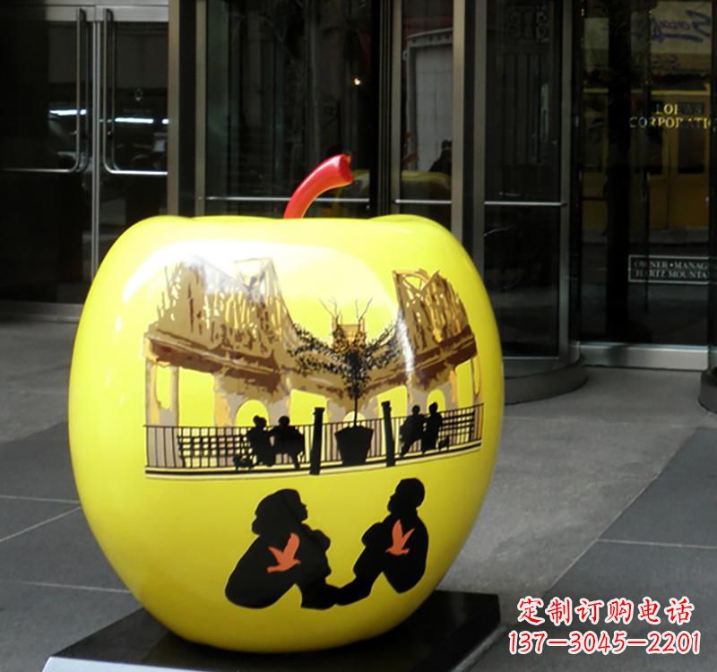 潍坊不锈钢公园景观苹果雕塑