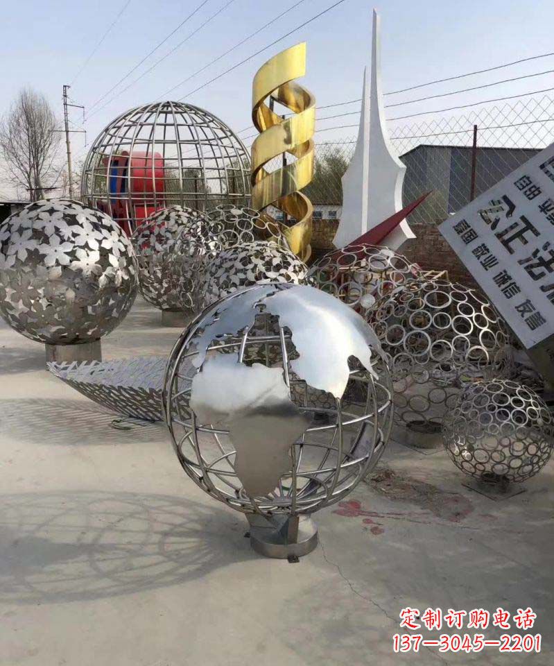 潍坊不锈钢公园景观地球雕塑