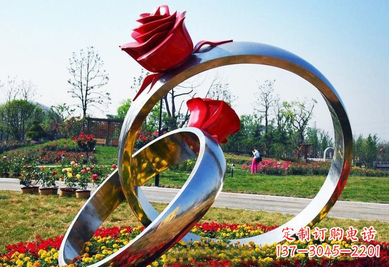 潍坊不锈钢公园玫瑰花戒指雕塑