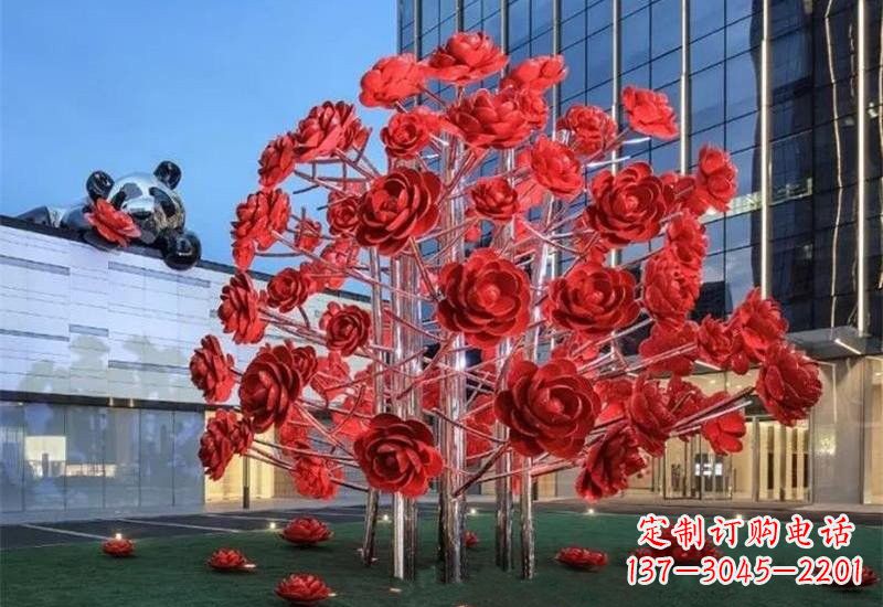 潍坊不锈钢公园玫瑰花树雕塑