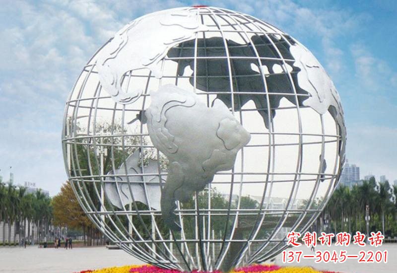 潍坊不锈钢地球雕塑象征着和平与友谊
