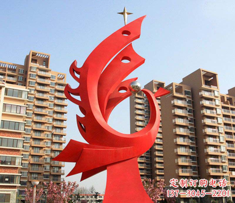 潍坊凤凰雕塑不锈钢广场的精美景观