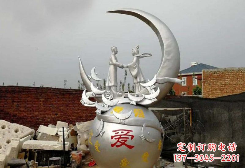 潍坊牛郎织女传说的不锈钢雕塑