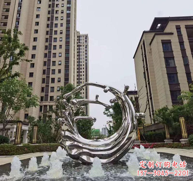潍坊不锈钢海浪喷泉雕塑精美雕刻,灿烂绚烂