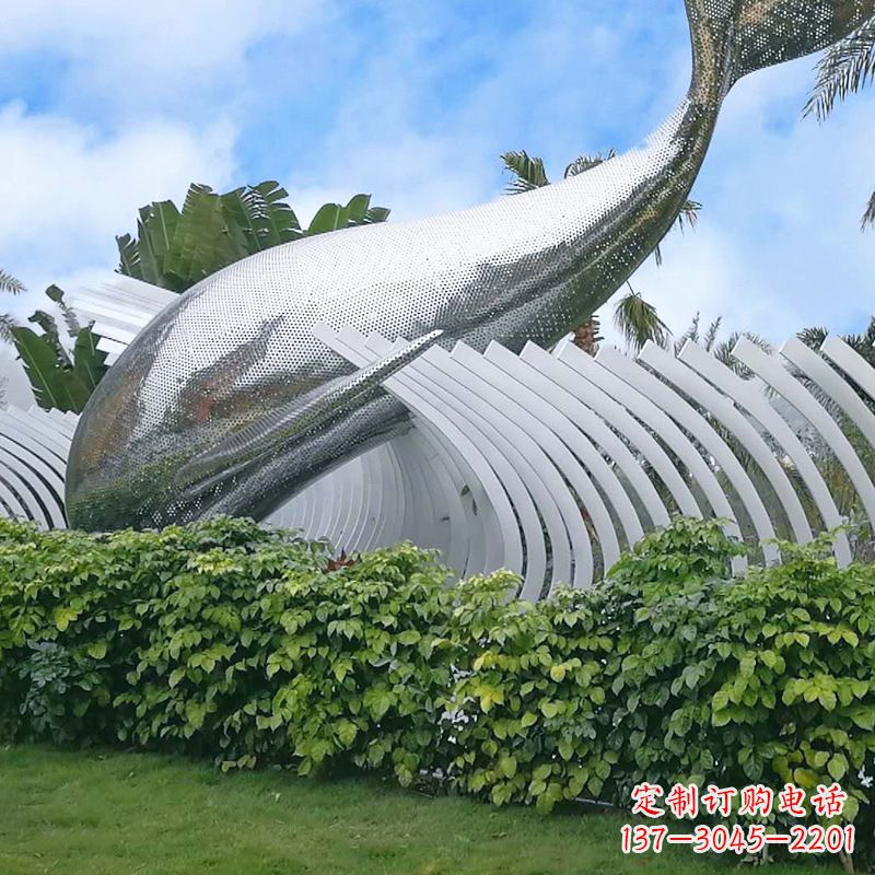 潍坊海豚雕塑镜面鲸鱼创意动物景观
