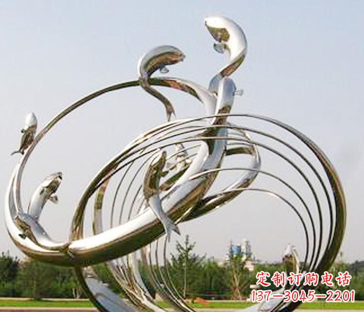 潍坊不锈钢海豚雕塑美丽而又神秘