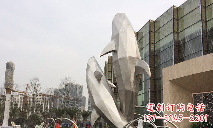 潍坊不锈钢海豚喷泉雕塑精美的海洋之美