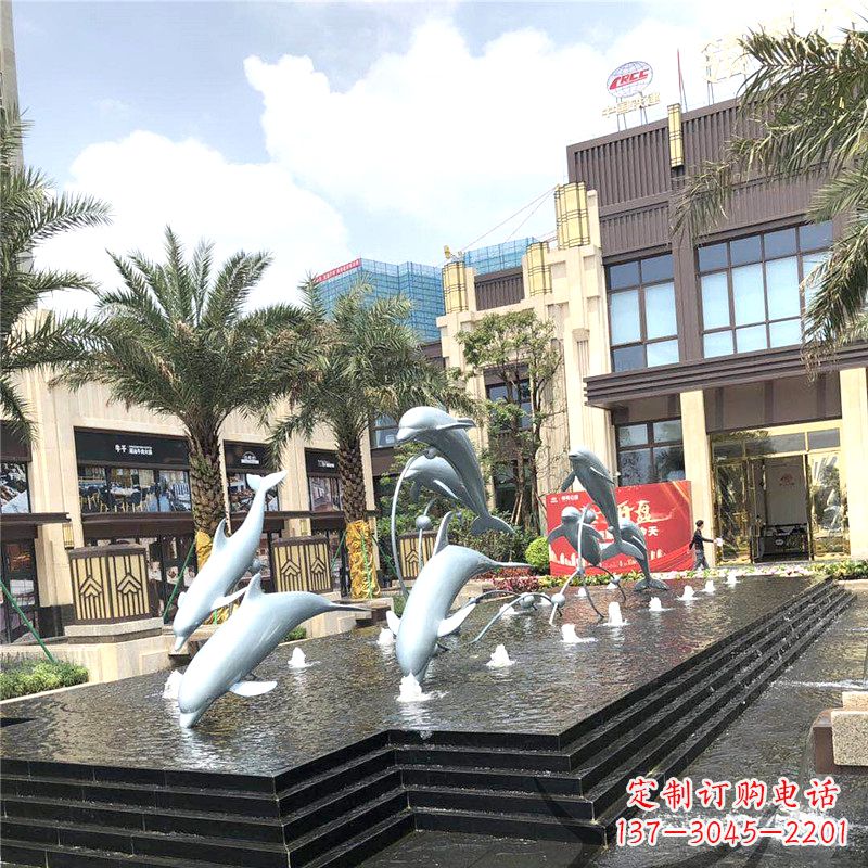 潍坊精美海豚喷泉,点缀城市企业街道