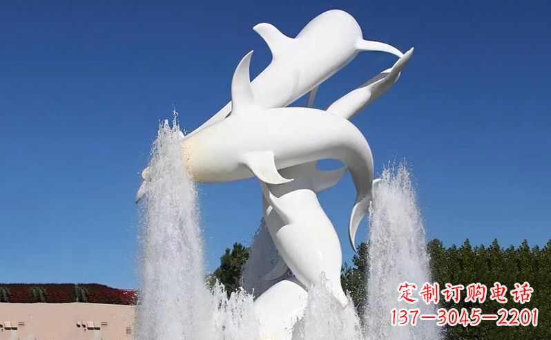 潍坊不锈钢海豚喷泉雕塑传递海豚的美丽