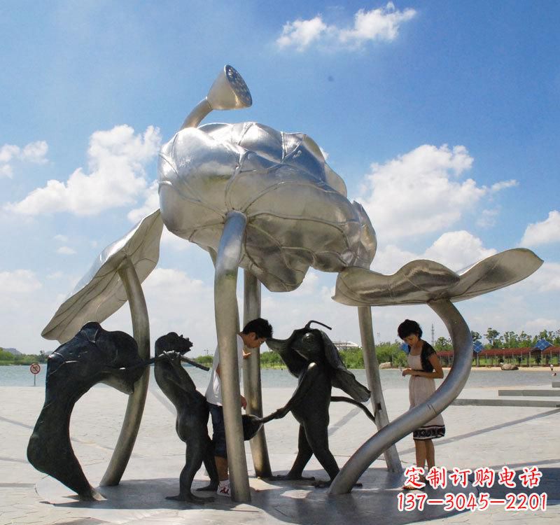 潍坊荷花之美——不锈钢荷花广场雕塑