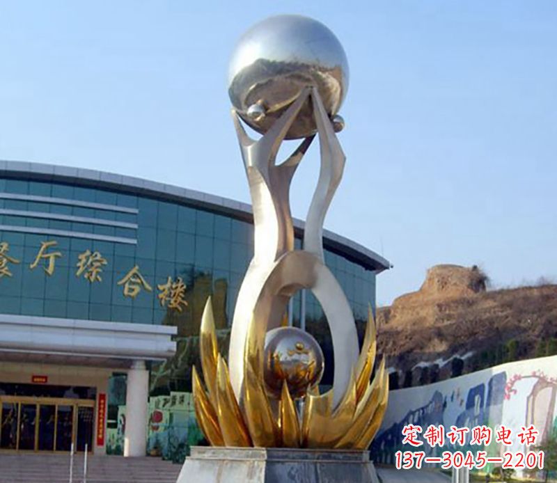 潍坊不锈钢荷叶托球雕塑艺术之美