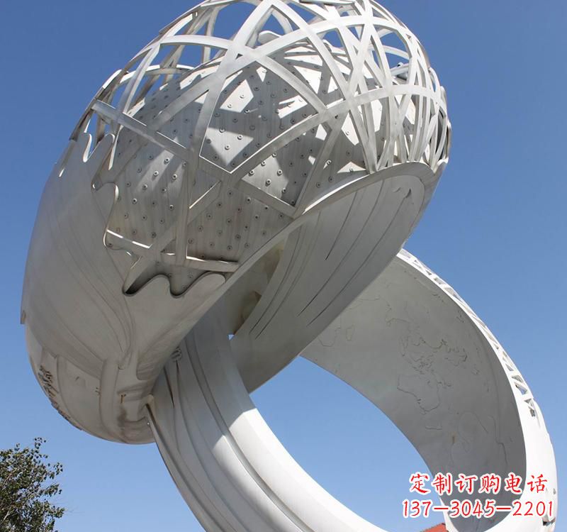 潍坊不锈钢户外婚庆戒指雕塑婚礼永恒的记忆