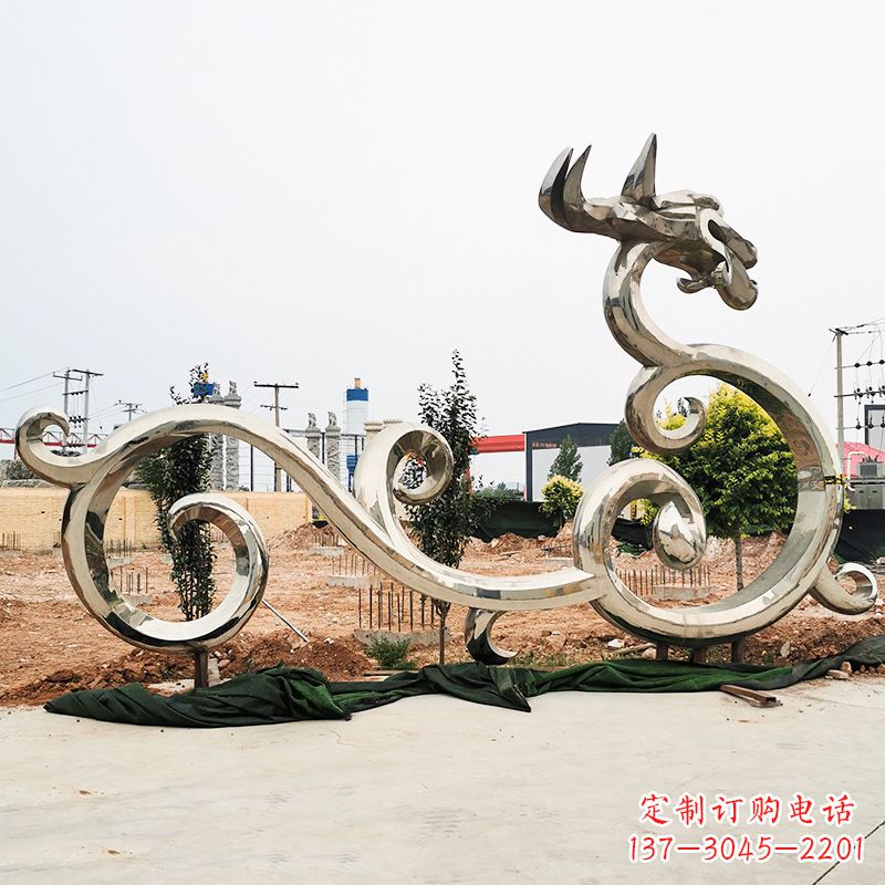 潍坊不锈钢花边龙形雕塑传承中华文化精髓