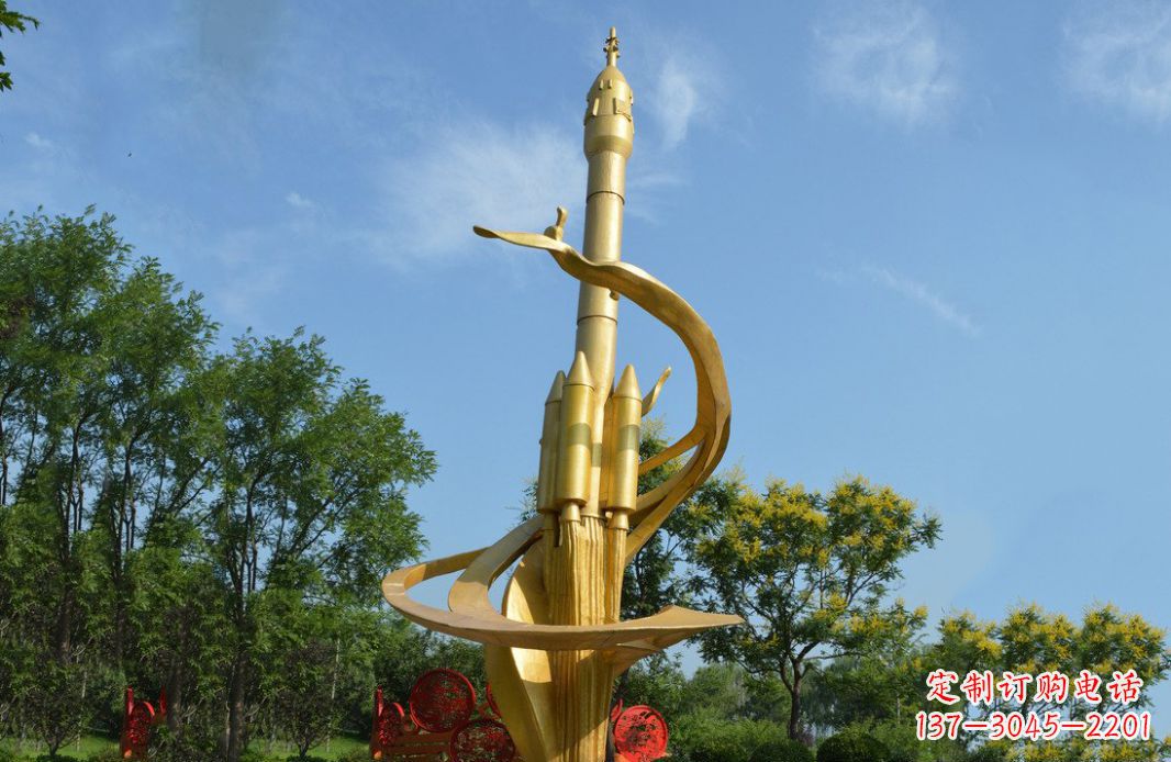 潍坊火箭飞向蓝天不锈钢火箭广场景观雕塑