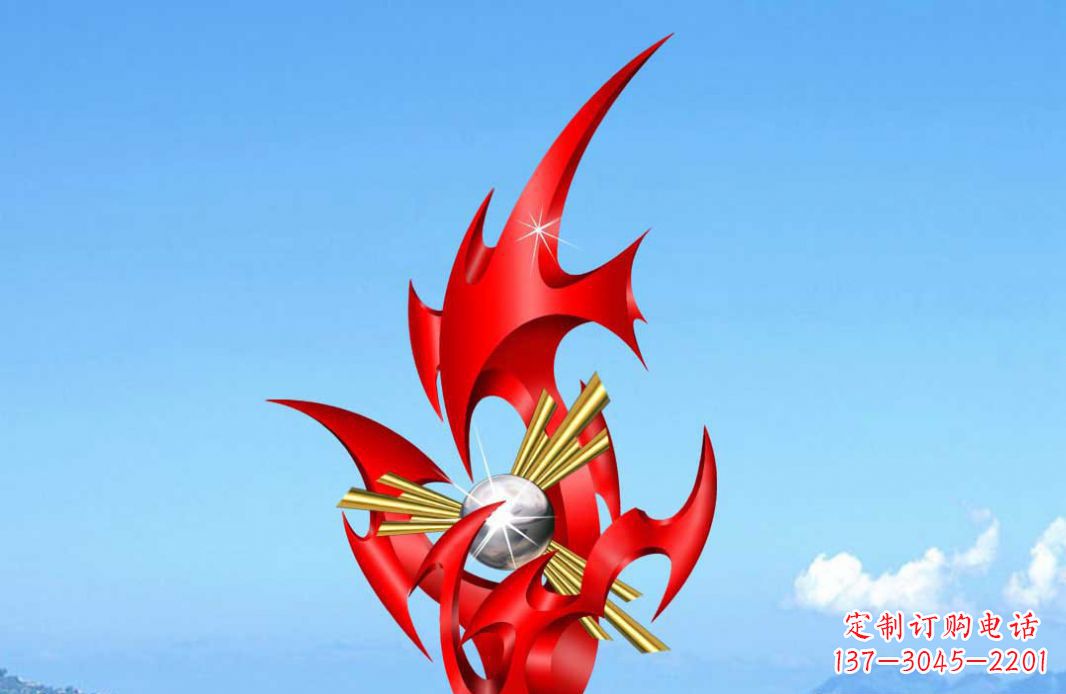 潍坊不锈钢火苗抽象景观雕塑给城市添彩