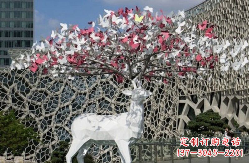 潍坊不锈钢几何小鹿雕塑精致之美