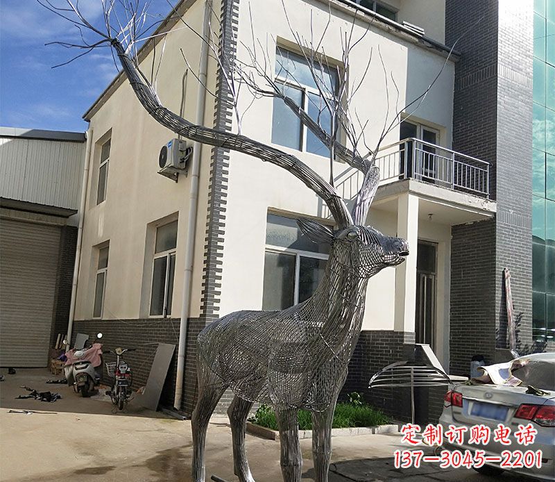 潍坊不锈钢景观梅花鹿雕塑美丽的艺术精品