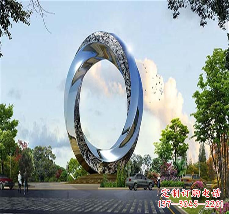 潍坊不锈钢圆环雕塑美丽的空间装饰