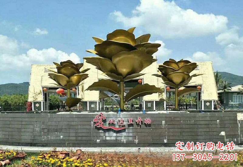 潍坊不锈钢玫瑰雕塑美丽的艺术品