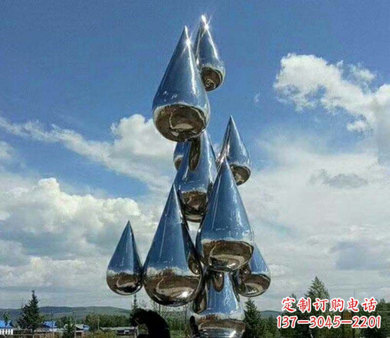 潍坊不锈钢镜面大型水滴雕塑——艺术精美、精致优雅