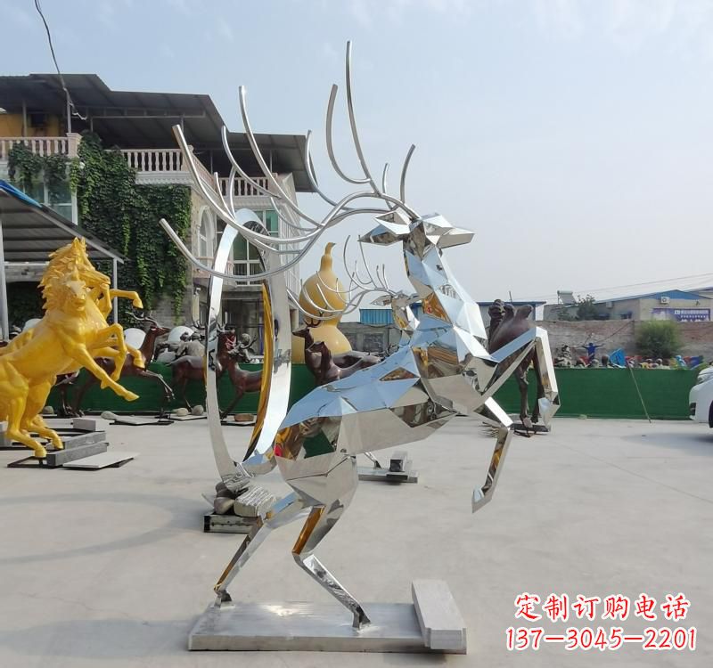 潍坊精美不锈钢镜面动物鹿雕塑