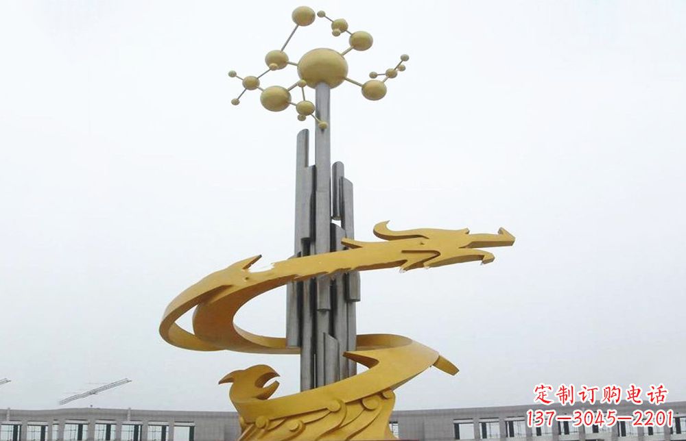潍坊龙雕塑——点缀不锈钢城市景观
