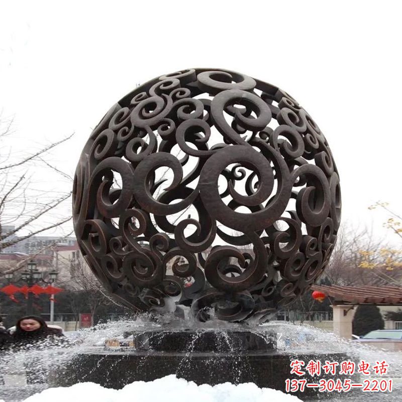 潍坊不锈钢镂空球水景喷泉雕塑