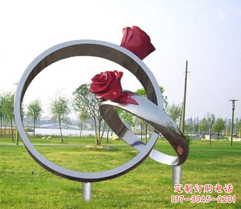 潍坊不锈钢玫瑰戒指雕塑