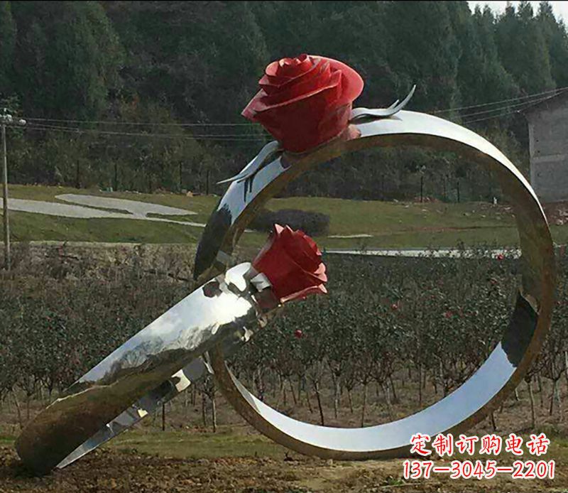 潍坊不锈钢玫瑰雕塑精美的艺术珍品