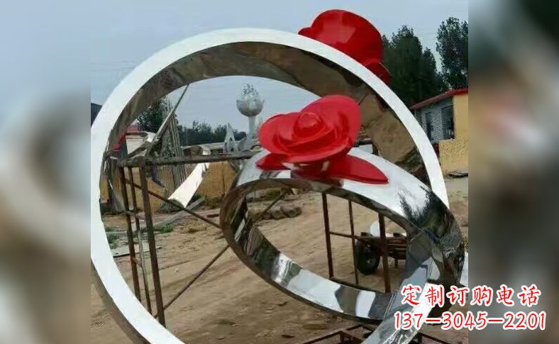 潍坊不锈钢玫瑰花戒指雕塑