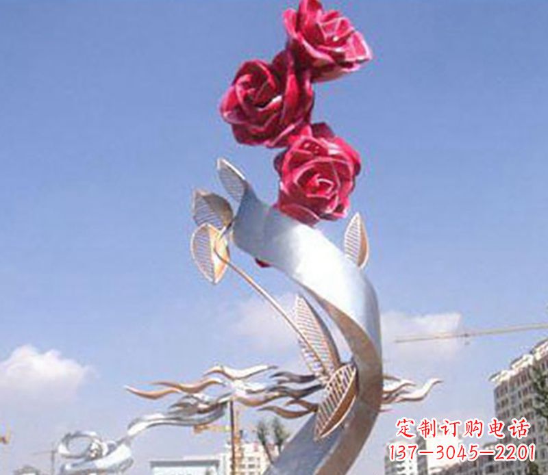 潍坊不锈钢玫瑰雕塑精美的艺术品
