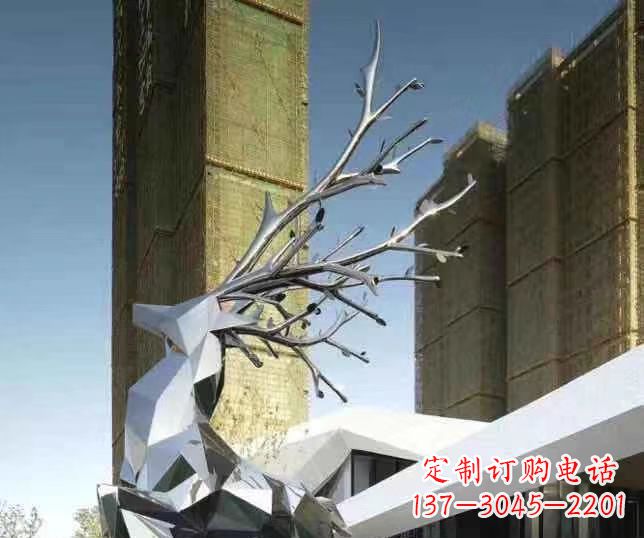 潍坊梅花鹿雕塑美丽的景观和动物雕塑