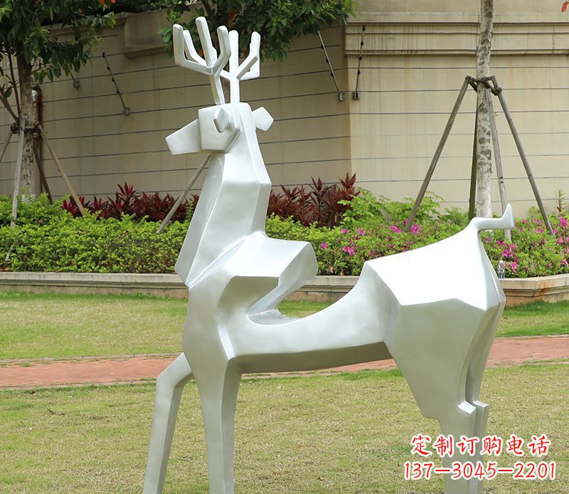 潍坊不锈钢美陈动物雕塑——鹿