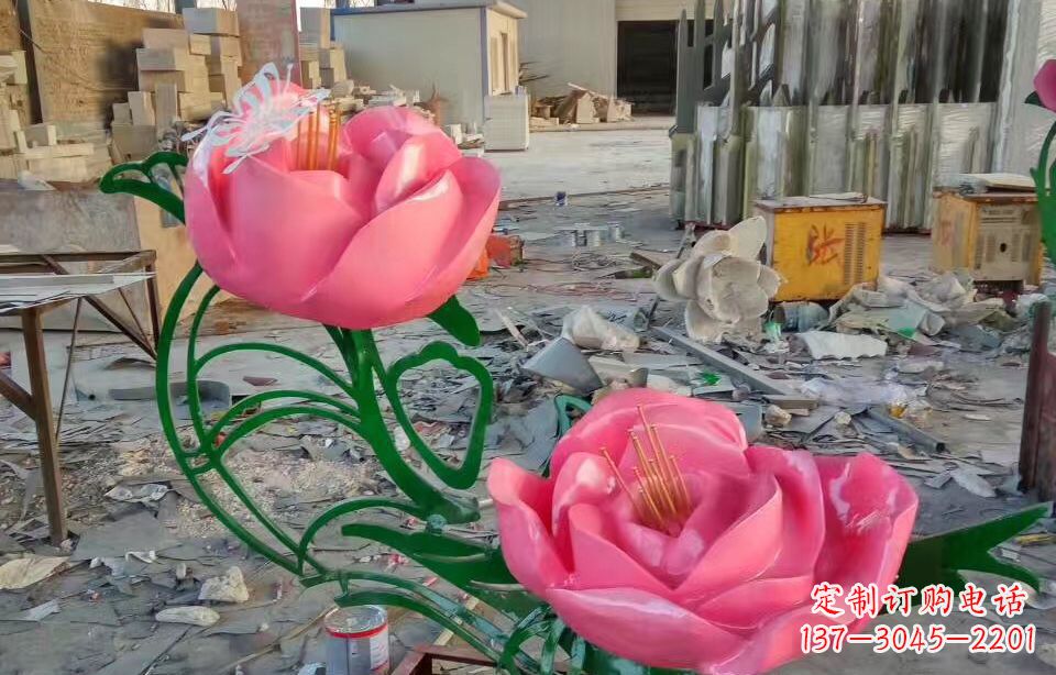 潍坊精美牡丹雕塑点缀景观