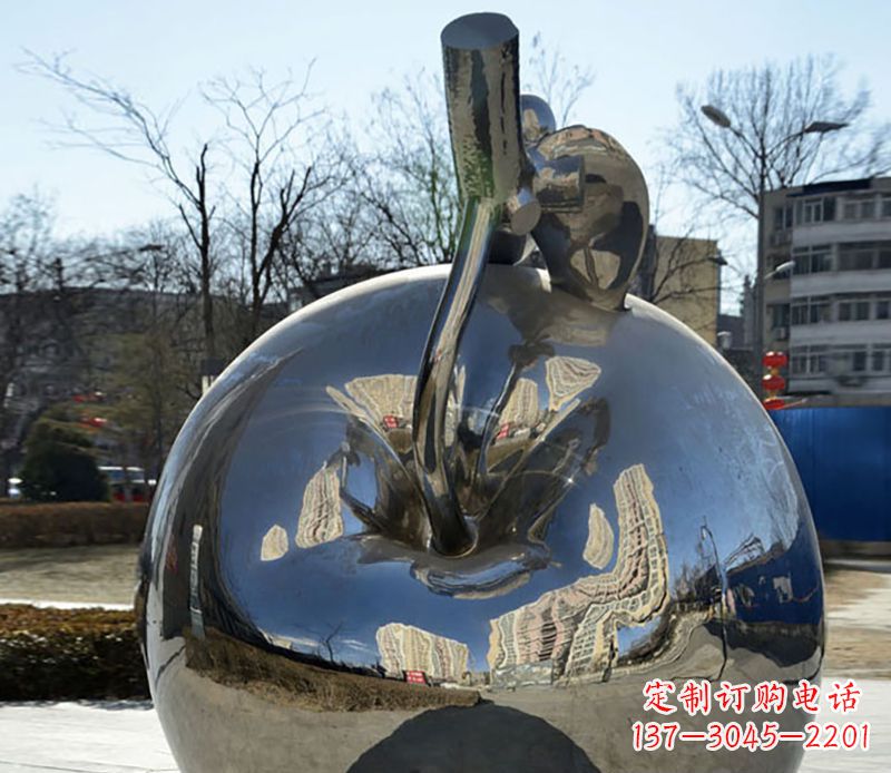 潍坊不锈钢苹果镜面雕塑精美绝伦