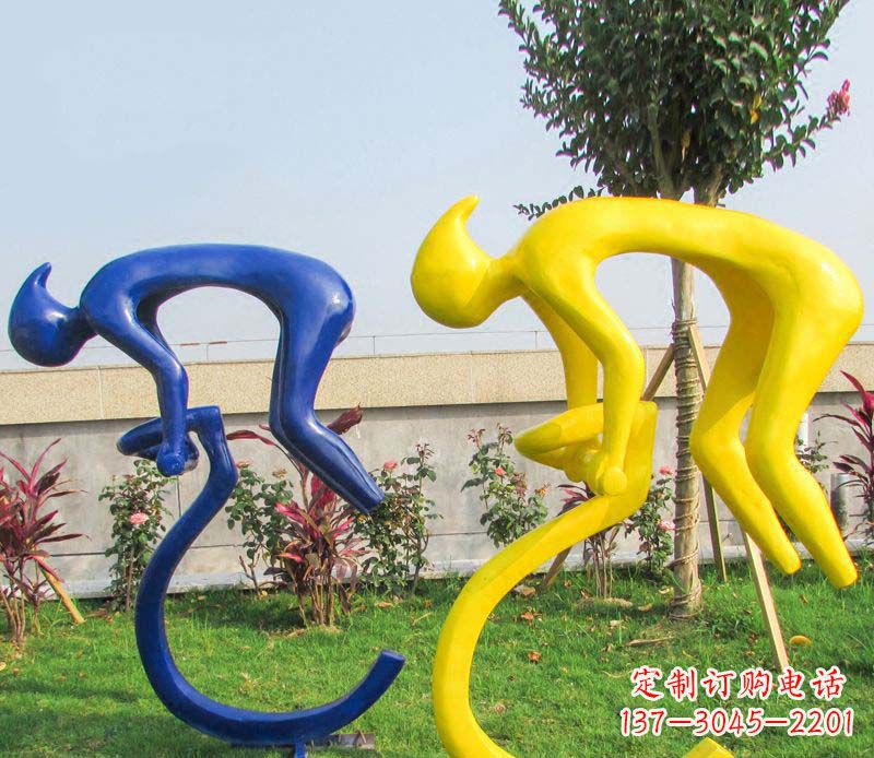 潍坊不锈钢骑自行车广场景观雕塑——给城市带来活力