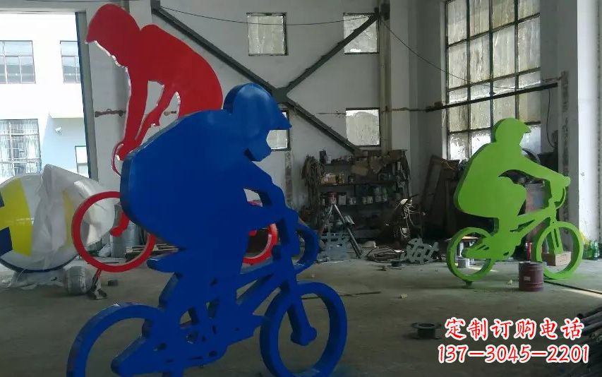 潍坊不锈钢骑自行车的运动雕塑